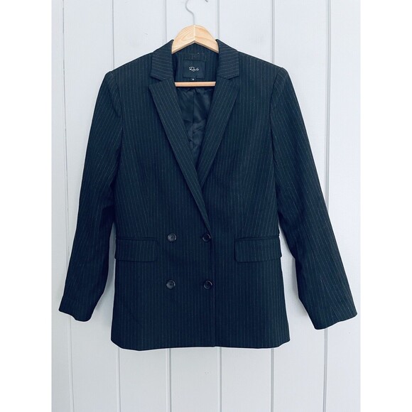 Rails Jackets & Blazers - Rails Jac Blazer XS Charcoal Pinstripe Double Breasted Notched Lapels Twill